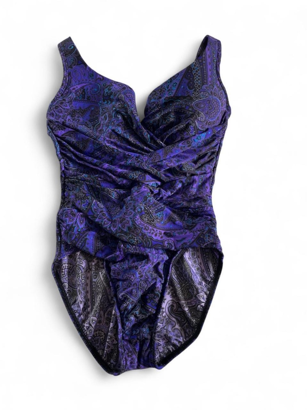 Miraclesuit Purple Paisley Ruched One-Piece Swimsuit